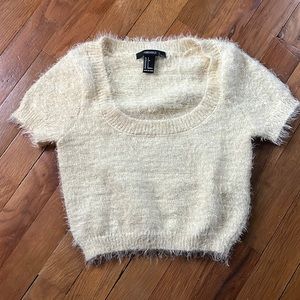 Forever 21 Cropped Yellow Knit Fuzzy Crop-Top